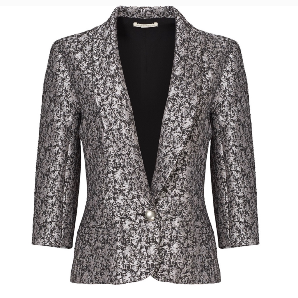 Paper Crown Silver Metallic Jacquard Blazer S
